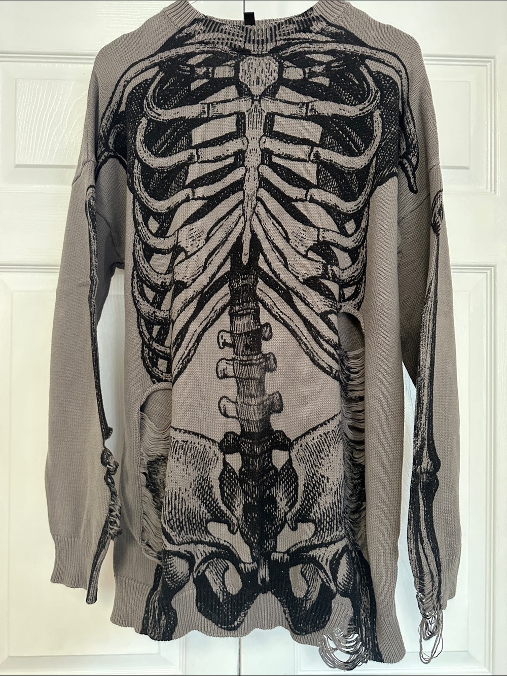 Grey Distressed Halloween Skeleton Dress Women’s Size XS/S